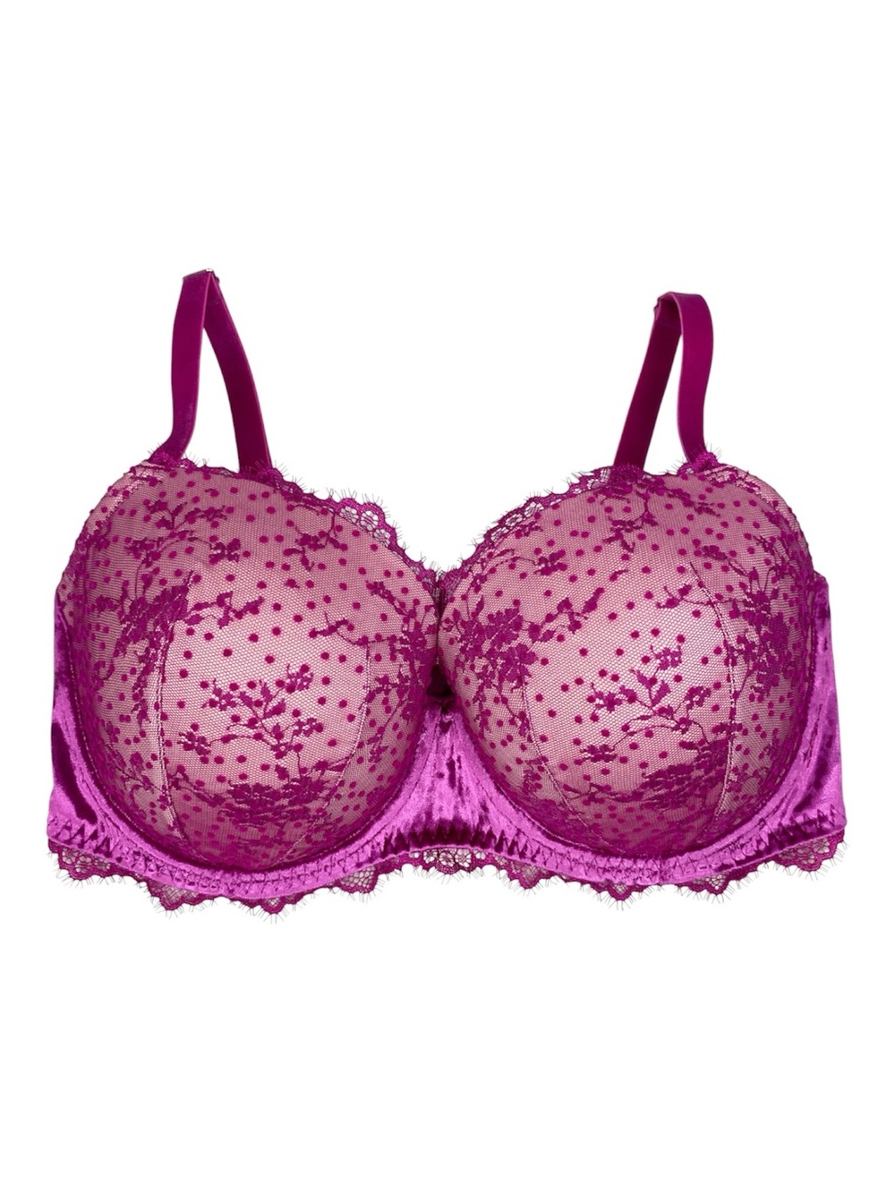 Victoria’s Secret Dream Angels Velvet Lace Bra Fuchsia Pink 36DD